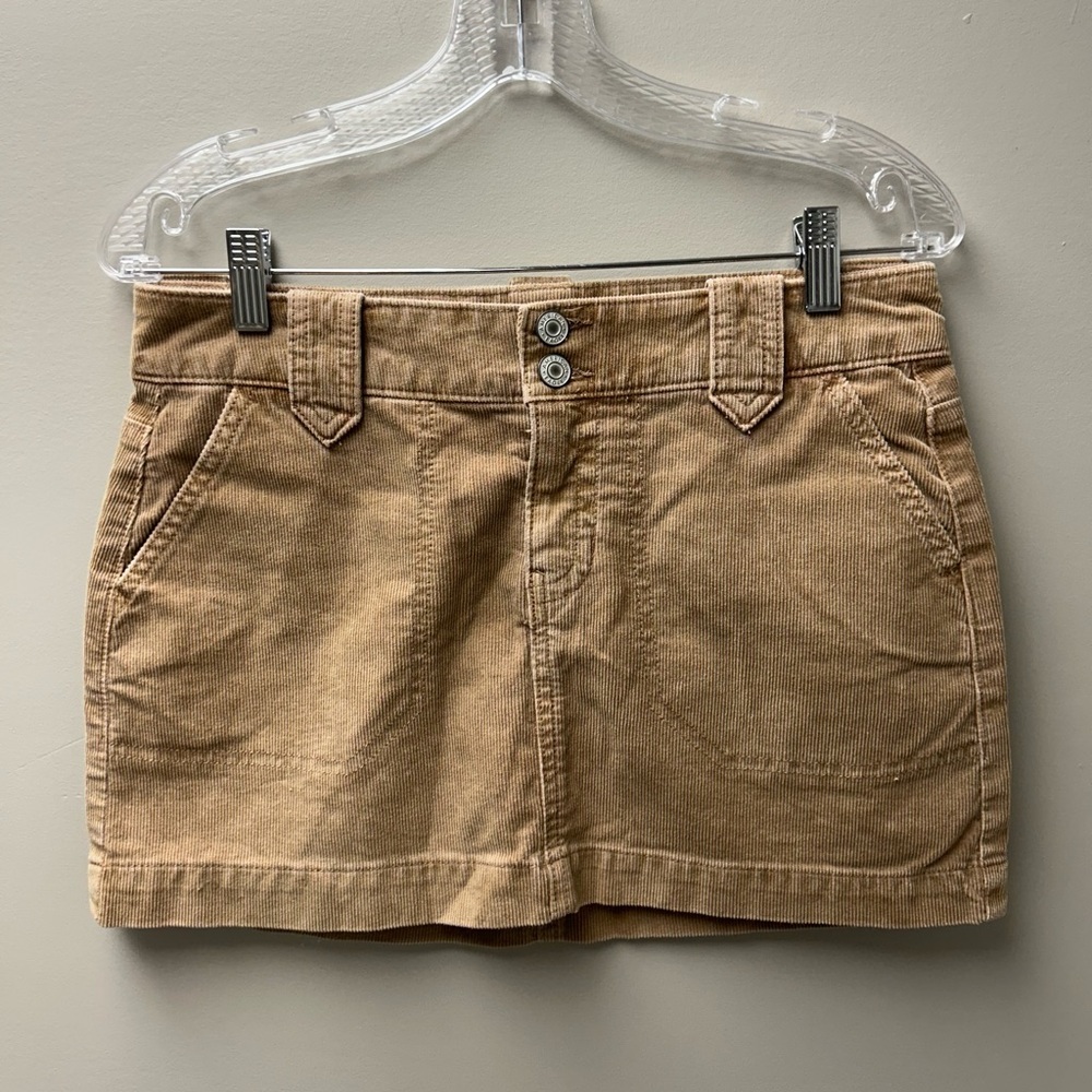 American Eagle Tan Low Rise Corduroy Mini Skirt